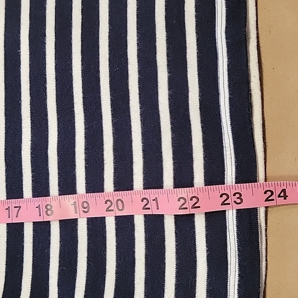 Talbots Size SP 100% Cotton Navy Blue & White Striped Long Sleeve Top - Picture 12 of 13
